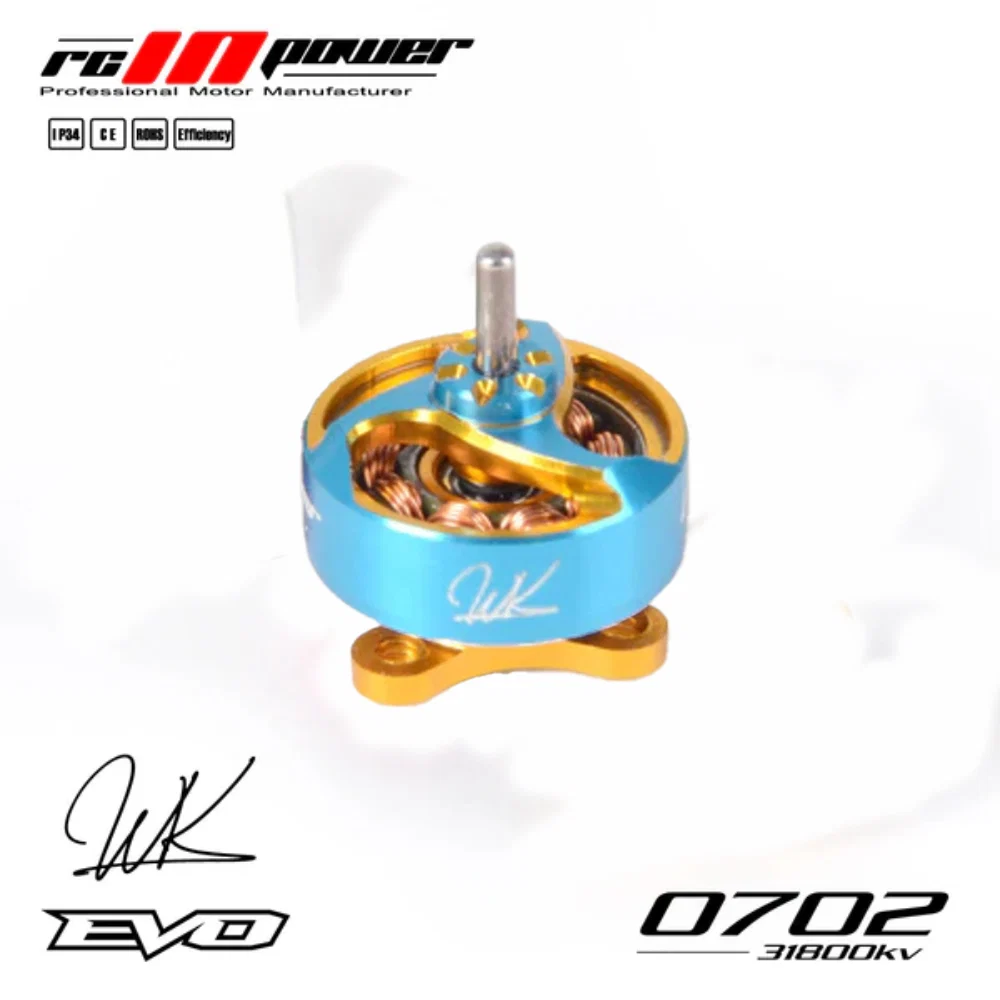 RCINPower Evo 0702 31800KV 1S Brushless Motor for FPV - Blue & Gold