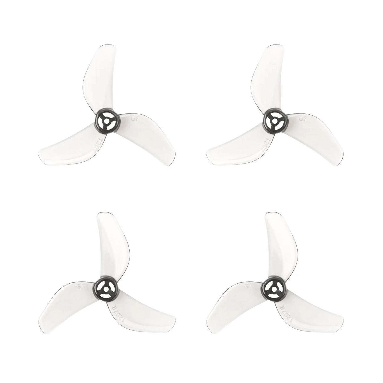 Śmigła Gemfan 1207 3-łopatkowe, wał 1.0mm - szare przezroczyste | seria Air65 II (4szt)