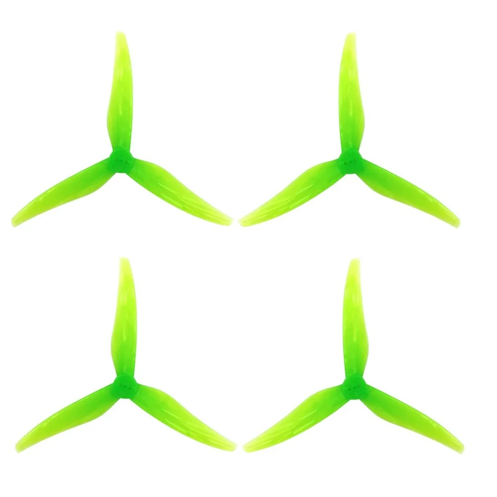 Gemfan Hurricane SL 5125-3 Tri-Blade 1.5mm T-Mount 5 inch Ultralite Racing Prop - Choose Color — Clear Green