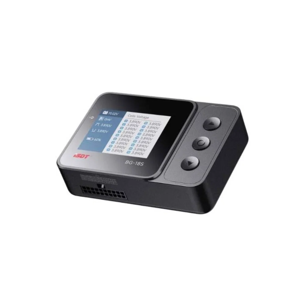 ISDT BG-18S Battery Meter, LCD Display Digital Battery Capacity Checker and Balancer for LiFe, LiPo, LiHv, ULiHv 12-18S