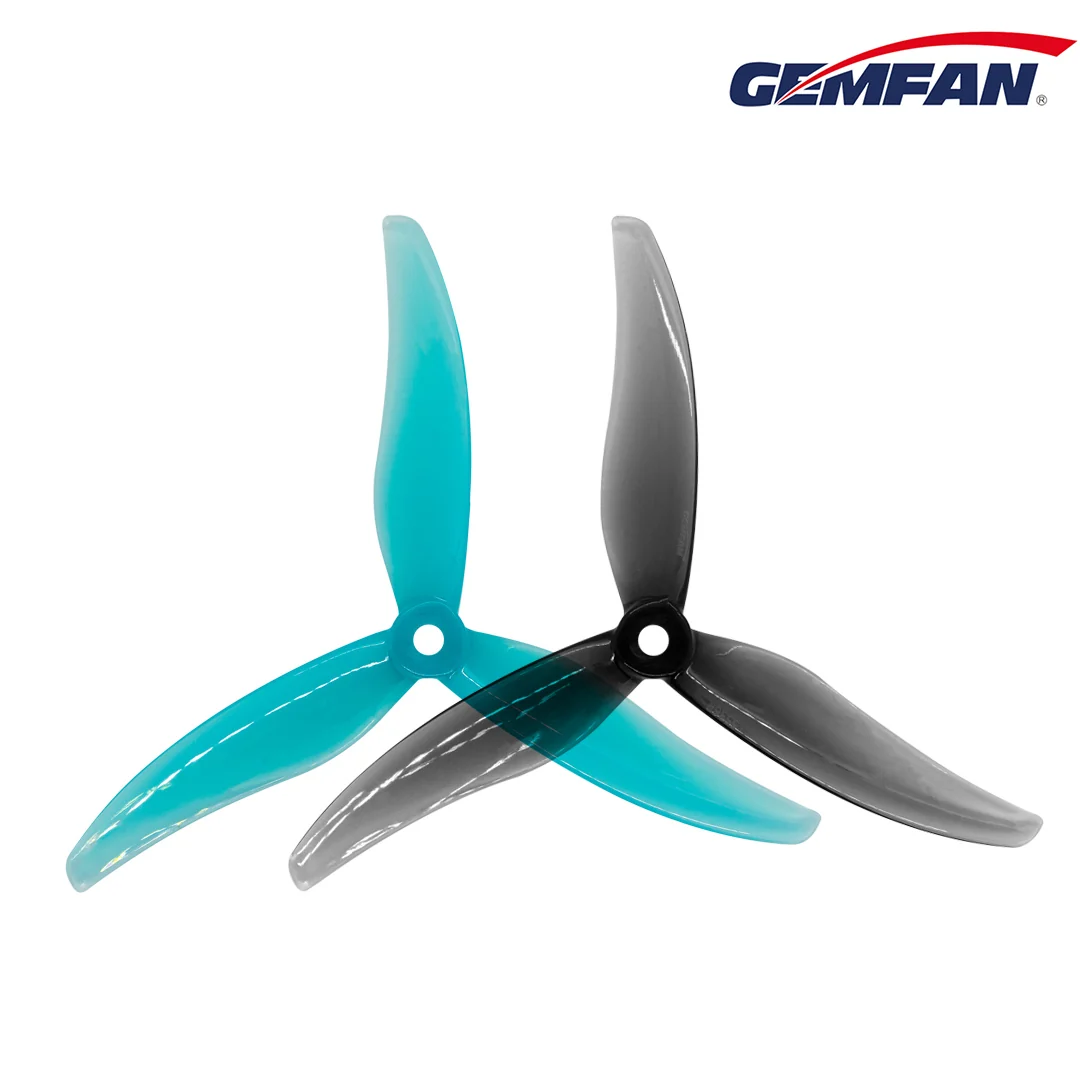 Gemfan Hurricane 5536 Durable Tri-Blade 5.5" Propeller (2CW+2CCW) - Choose Your Color — Clear Grey