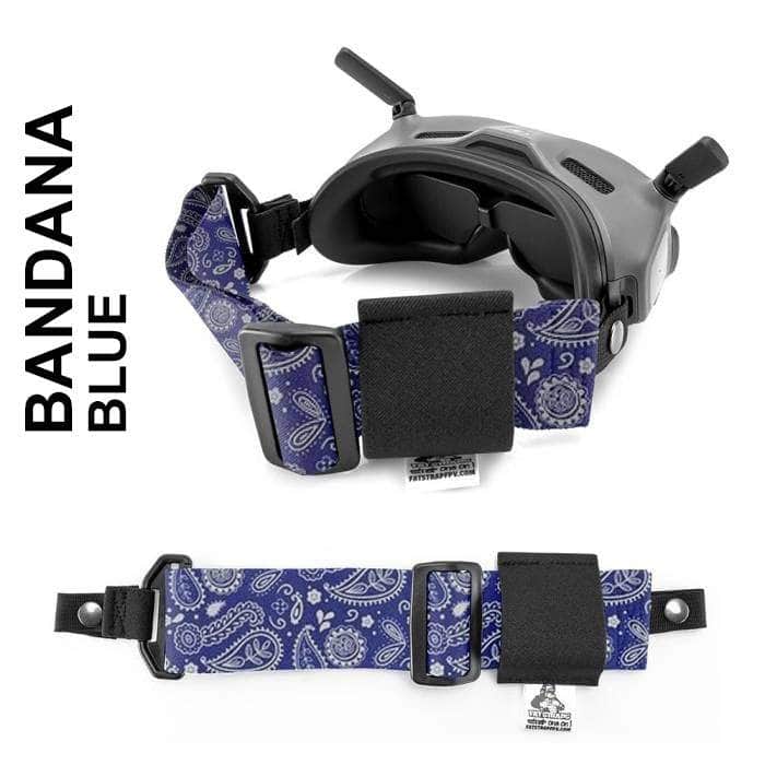 FatStraps 2" FPV Goggle Strap for Fatshark, Walksnail or DJI - Choose Your Style — HD Thin (Snap Loop) / Blue Bandana