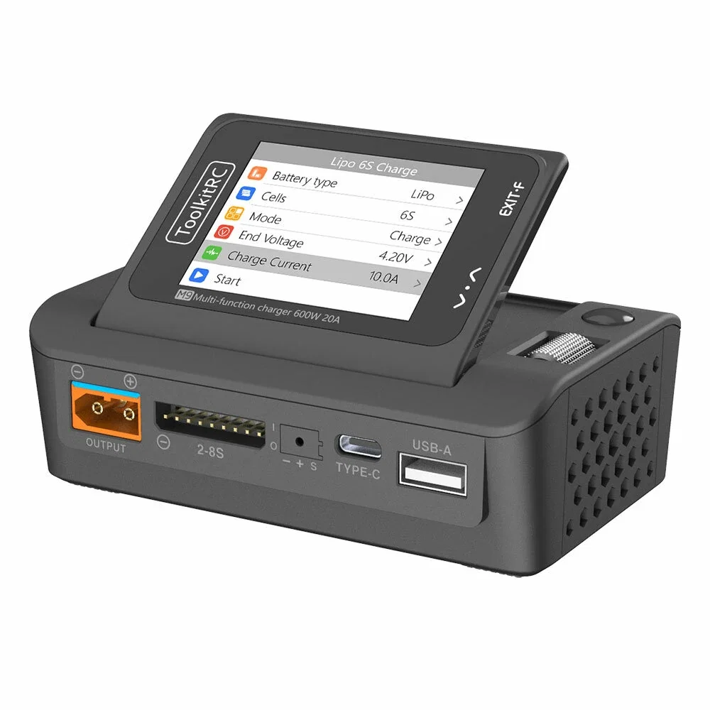 ToolkitRC M9 Multi Function 600W 20A DC 1-8S Smart Charger W/ Audio Function & Diagnostic Tool