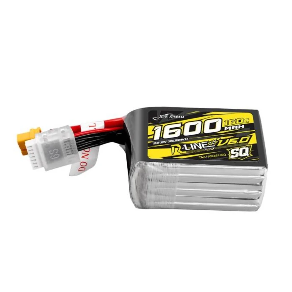 Tattu R-Line Version 6.0 1600mAh 6S 22.2V 160C SQ Lipo Battery Pack - XT60