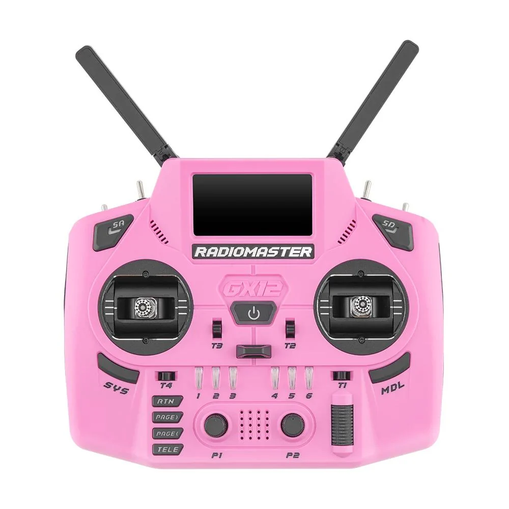 RadioMaster GX12 Crush M2 ELRS 2.4GHz/900MHz OLED Display GX01 1000Hz Gimbals Radio Controller - Choose Color — Hot Pink