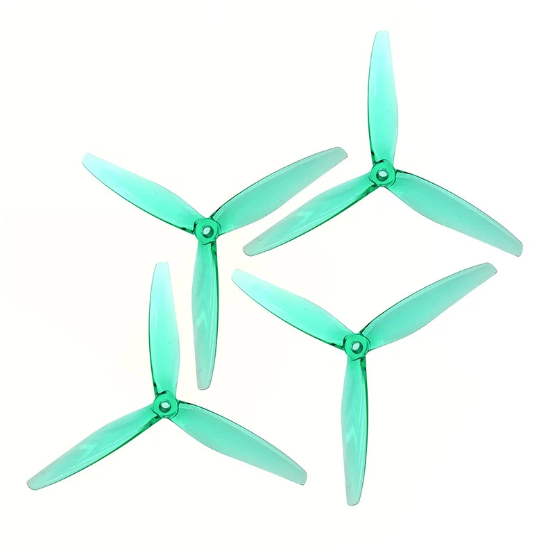 Gemfan Hurricane 7" 7050-3 PC Durable Tri-Blade Propellers - 2CW+2CCW- Choose Color — Clear Green