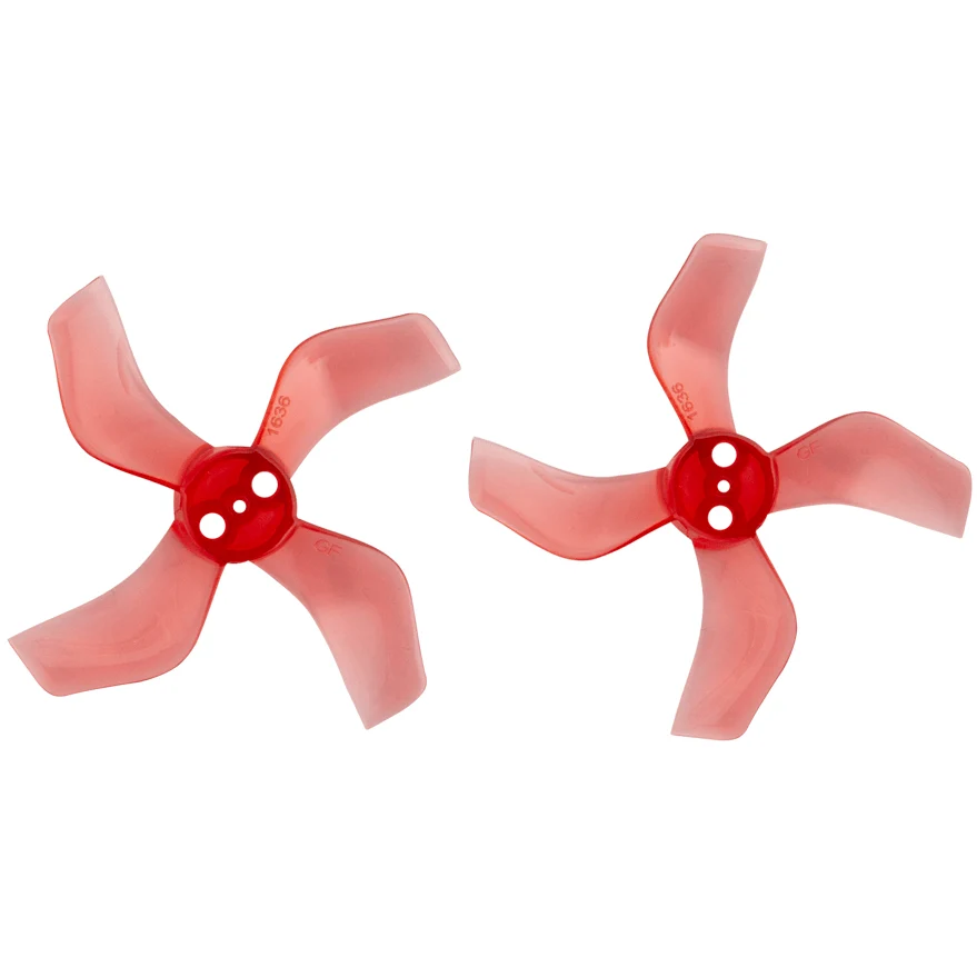 Gemfan 1636 Durable Quad-Blade 40mm Micro/Whoop Prop 8 Pack (1.5mm Shaft) - Choose Your Color — Clear Red