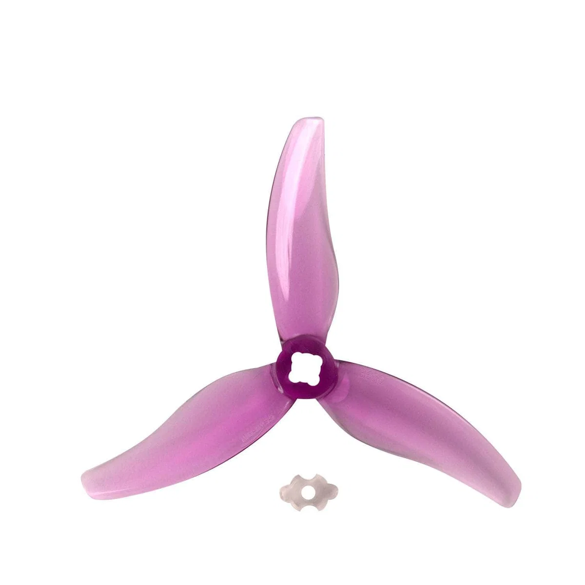 Gemfan Hurricane 3630-3 Durable Tri-Blade 3.5" Prop 4 Pack w/Adapter for 1.5mm T-Mount - Choose Your Color — Clear Purple