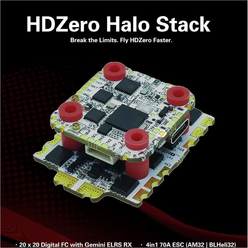 HDZero Halo Stack H7 Flight Controller and 70A 3S-8S 4IN1 ESC 20x20mm - Choose Version — ICM42688 + AM32