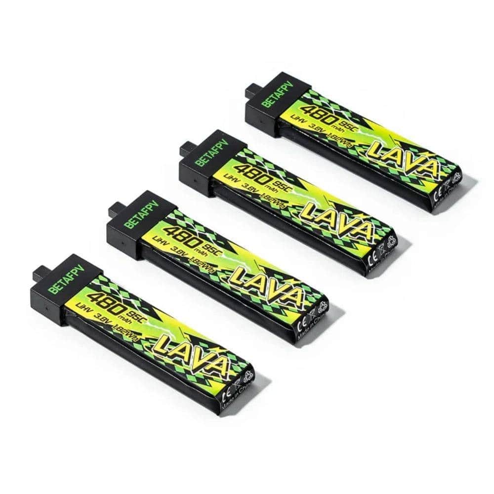 BETAFPV LAVA II 480mAh 1S 95C LiHV Battery Pack (4 Pcs) - BT2.0