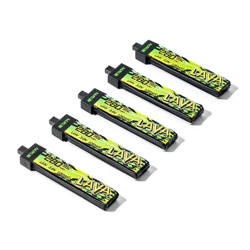 BETAFPV LAVA II 280mAh 1S 95C LiHV Battery Pack (5 Pcs) - BT2.0