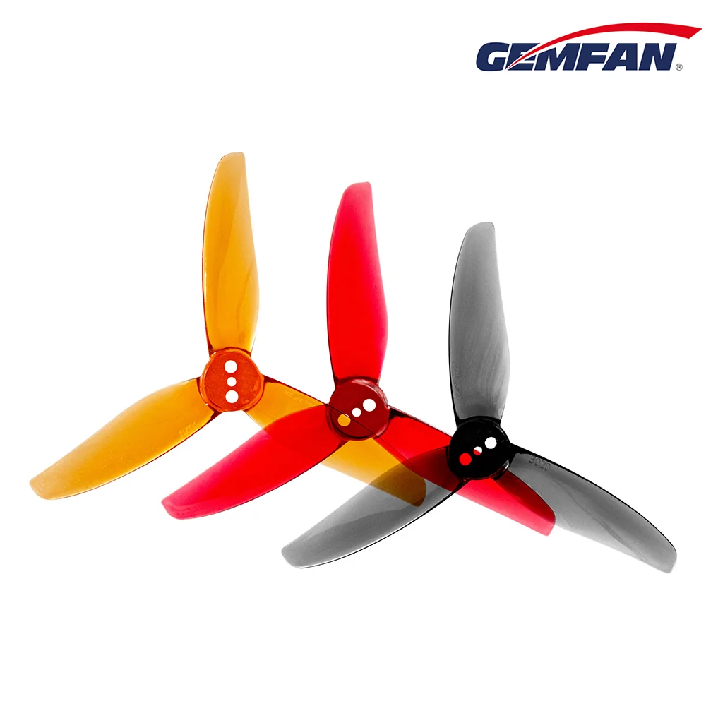 Gemfan Hurricane 3020-3 3" Tri-Blade 1.5mm Centerhole T-Mount Propellers (2CW+2CCW) - Choose Color — Clear Grey