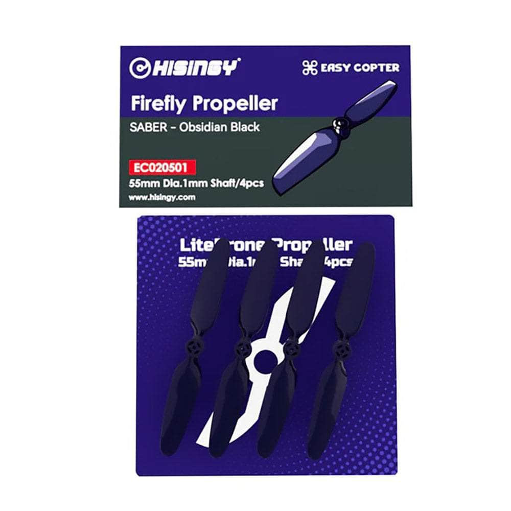 Hisingy Firefly 55mm 2-Blade Propeller (Set of 4) - 1.5mm Shaft - Obsidian Black