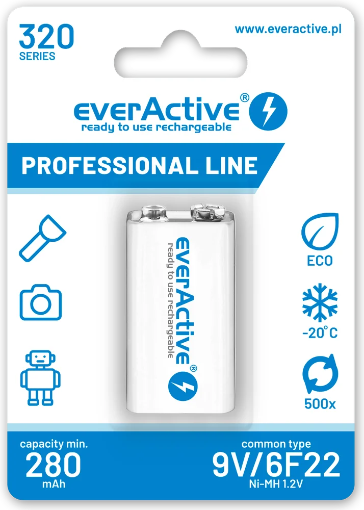 Akumulator everActive 6F22/9V Ni-MH 320 mAh ready to use