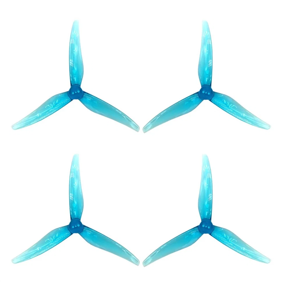 Gemfan Hurricane SL 5125-3 Tri-Blade 1.5mm T-Mount 5 inch Ultralite Racing Prop - Choose Color — Clear Blue