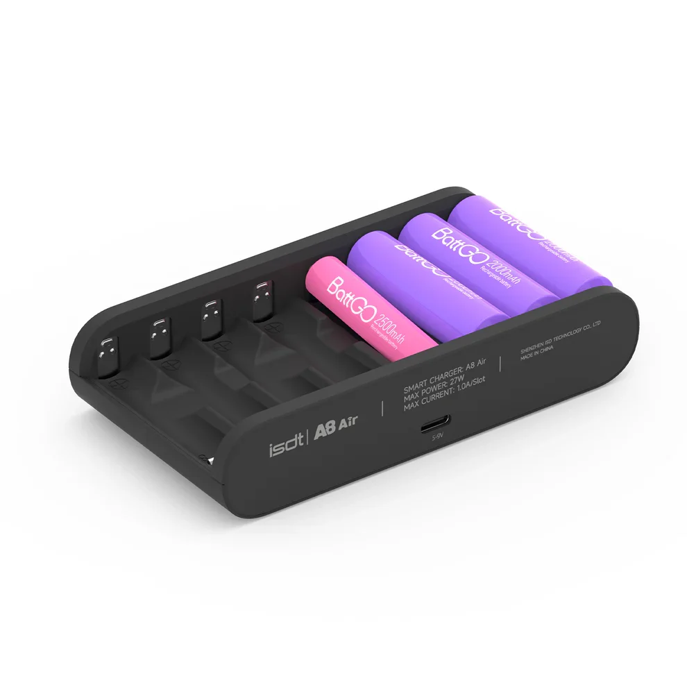 ISDT A8 Air Battery Charger 8-Slot Speedy Smart Battery Fast Charger with Bluetooth Function Overcharge Protect Function Rechargeable Battery Charger for AA AAA