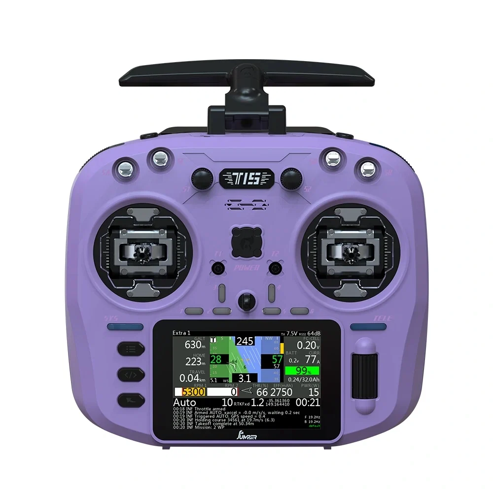 Jumper T15 ELRS 1W 2.4GHz VS-M HALL Sensor Gimbals 3.5" HD Touch Color Screen EdgeTX RC Transmitter - Choose Color — Purple