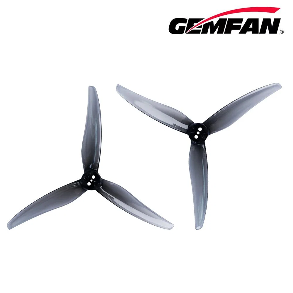 Gemfan Hurricane 4525 PC Tri-Blade 4.5" T-Mount 1.5mm Propeller (2CW+2CCW) - Choose Color — Clear Grey