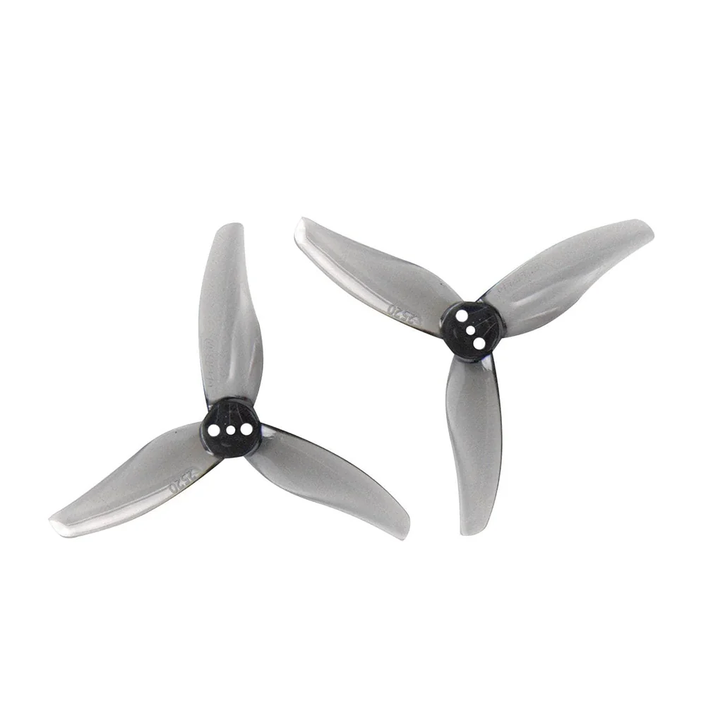 Gemfan Hurricane 2.5" 2520-3 PC Durable Tri-Blade Prop 1.5mm Shaft (4CCW+4CW) - Choose Color — Clear Grey