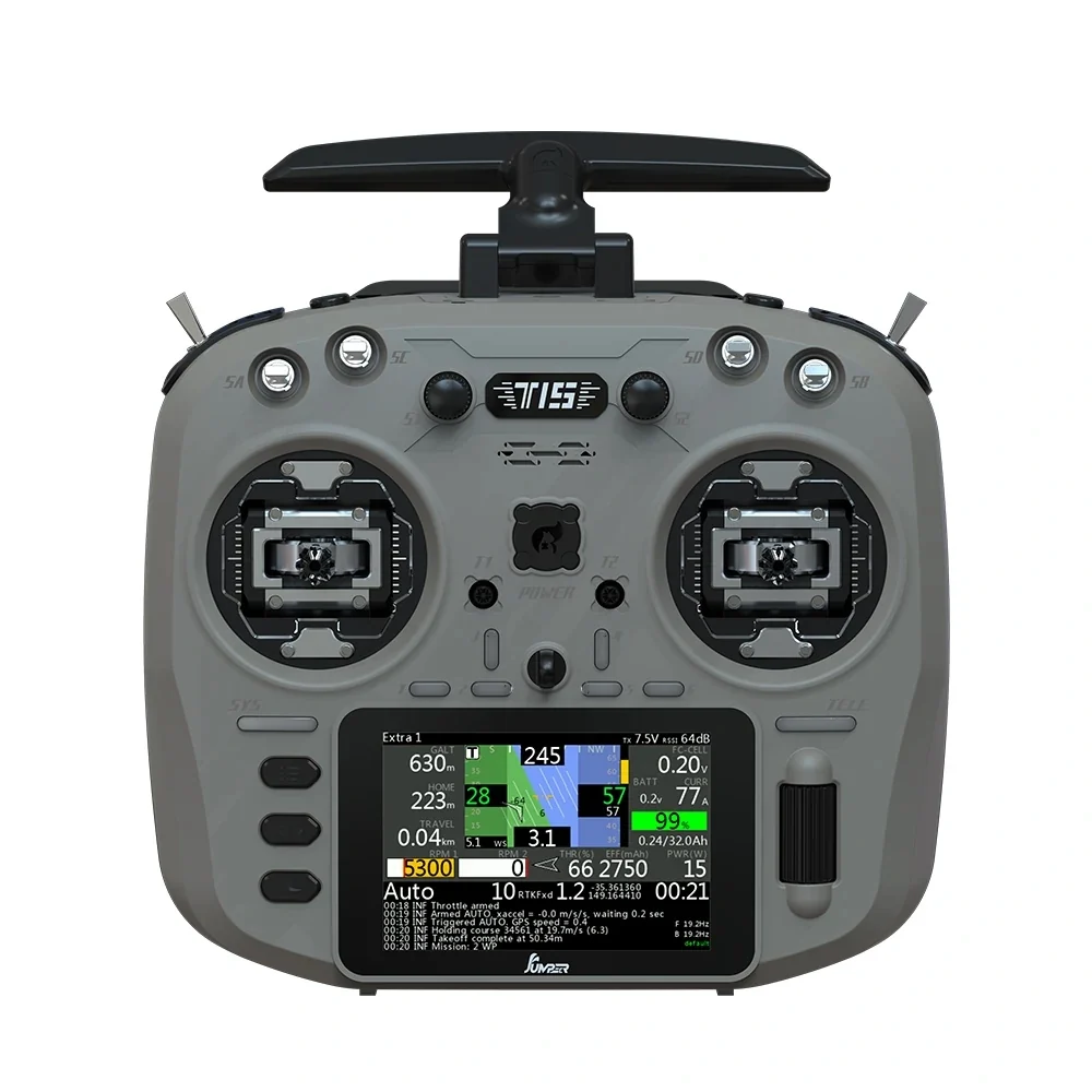 Jumper T15 ELRS 1W 2.4GHz VS-M HALL Sensor Gimbals 3.5" HD Touch Color Screen EdgeTX RC Transmitter - Choose Color — Grey