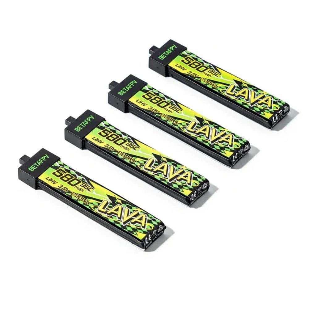 BETAFPV LAVA II 580mAh 1S 95C LiHV Battery Pack (4 Pcs) - BT2.0