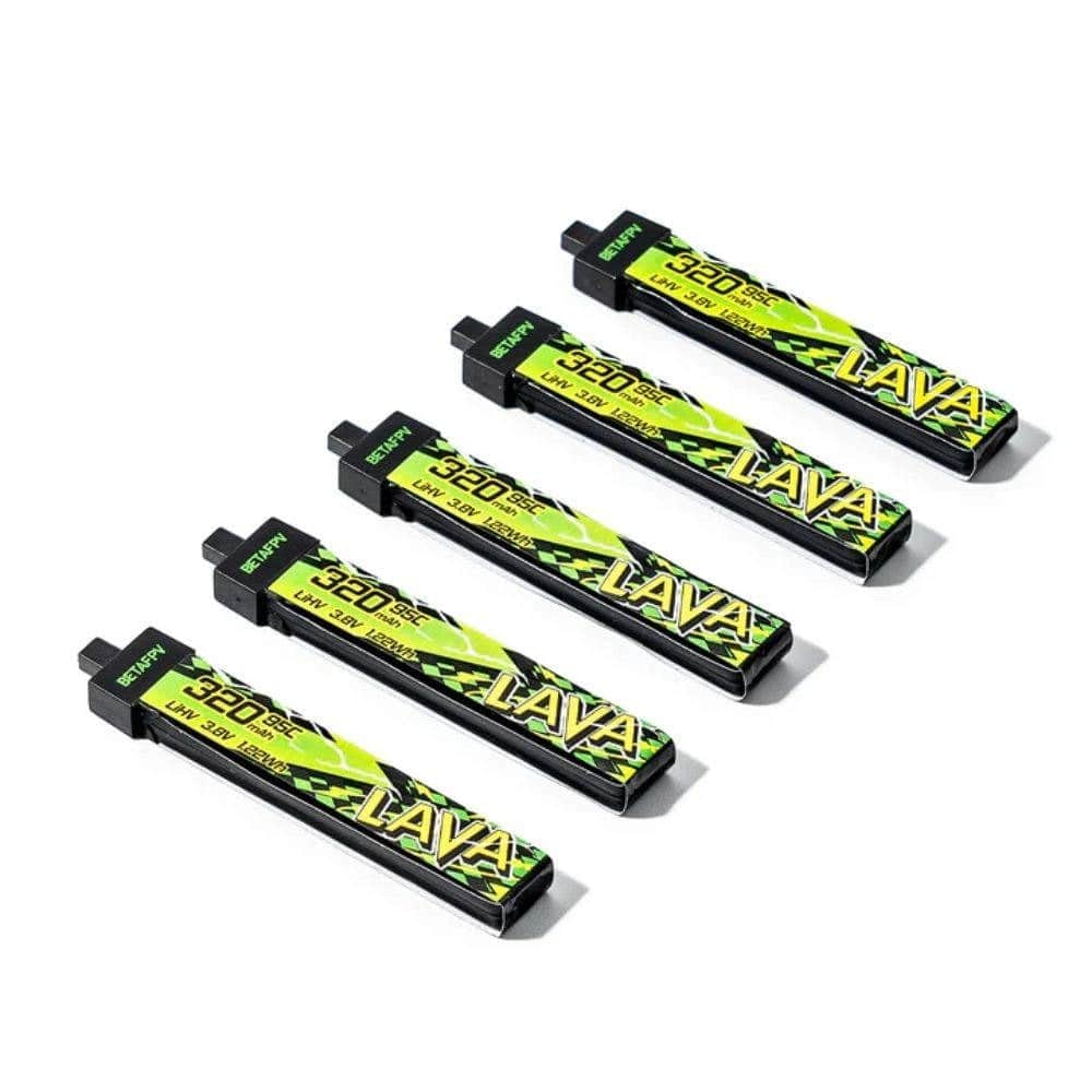 BETAFPV LAVA II 320mAh 1S 95C LiHV Battery Pack (5 Pcs) - BT2.0