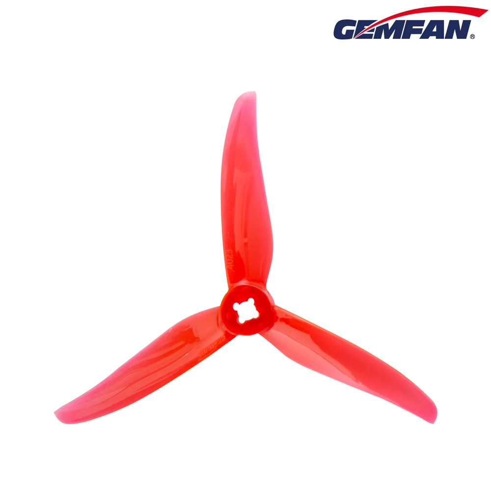 GEMFAN Hurricane 4023 3-BLADE 4" Durable PROP 2CW 2CCW (CHOOSE COLOR) — Clear Red
