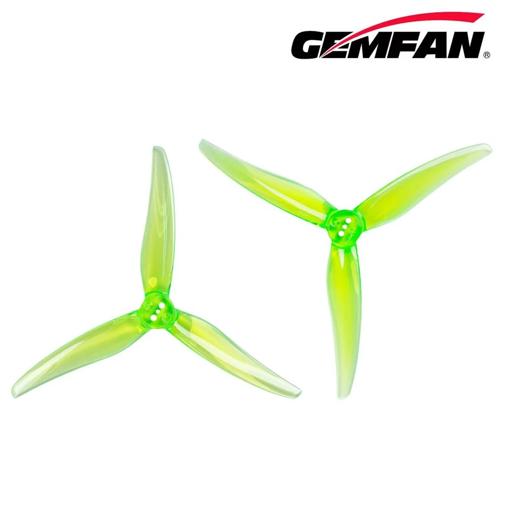 Gemfan Hurricane 4525 PC Tri-Blade 4.5" T-Mount 1.5mm Propeller (2CW+2CCW) - Choose Color — Yellow