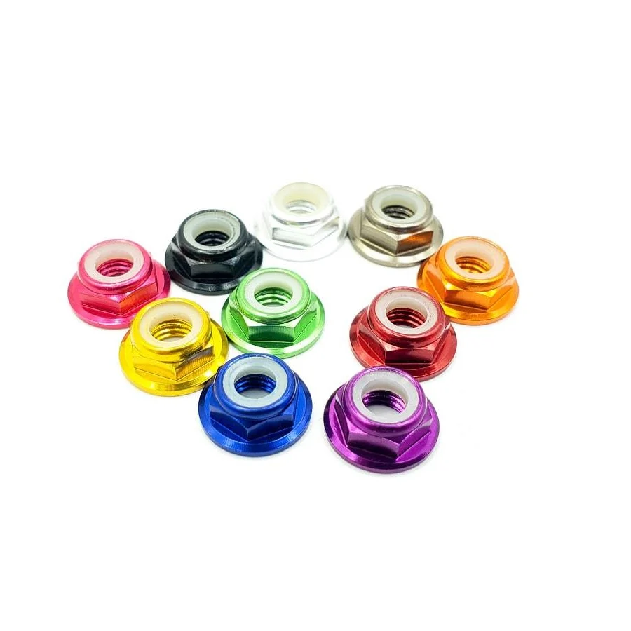 M5 Anodized Prop Nut Low Profile Flanged (5Pcs.) - Choose Color — Red