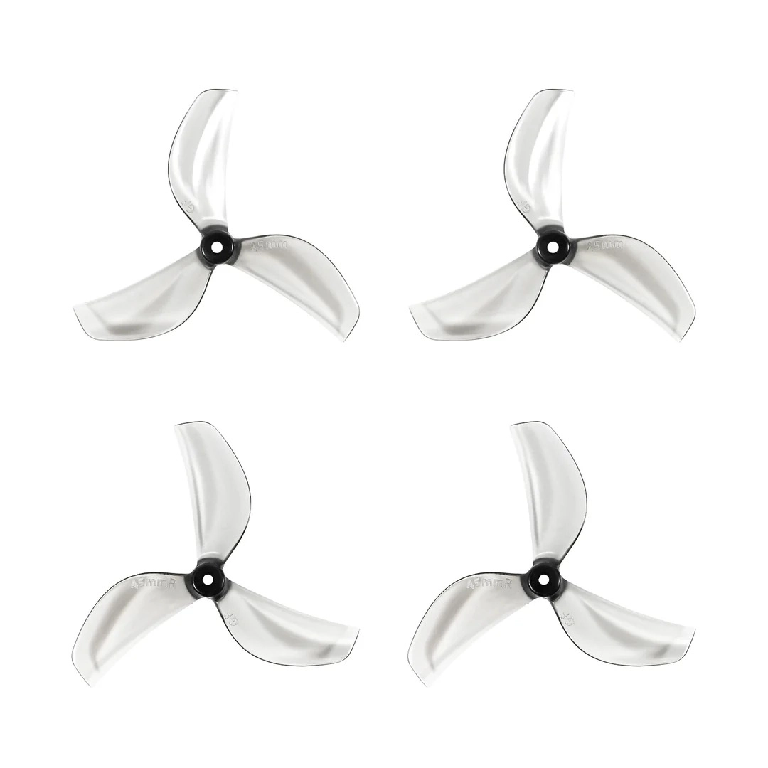 Śmigła 3-łopatkowe Gemfan 45 mm (wał 1,5 mm, 4 szt.) - szare