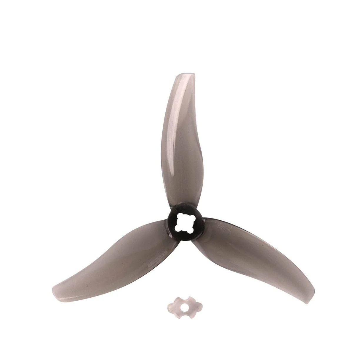 Gemfan Hurricane 3630-3 Durable Tri-Blade 3.5" Prop 4 Pack w/Adapter for 1.5mm T-Mount - Choose Your Color — Clear Gray