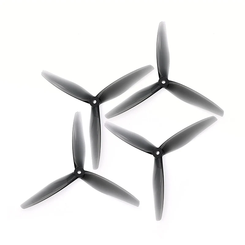 Gemfan Hurricane 7" 7050-3 PC Durable Tri-Blade Propellers - 2CW+2CCW- Choose Color — Clear Grey