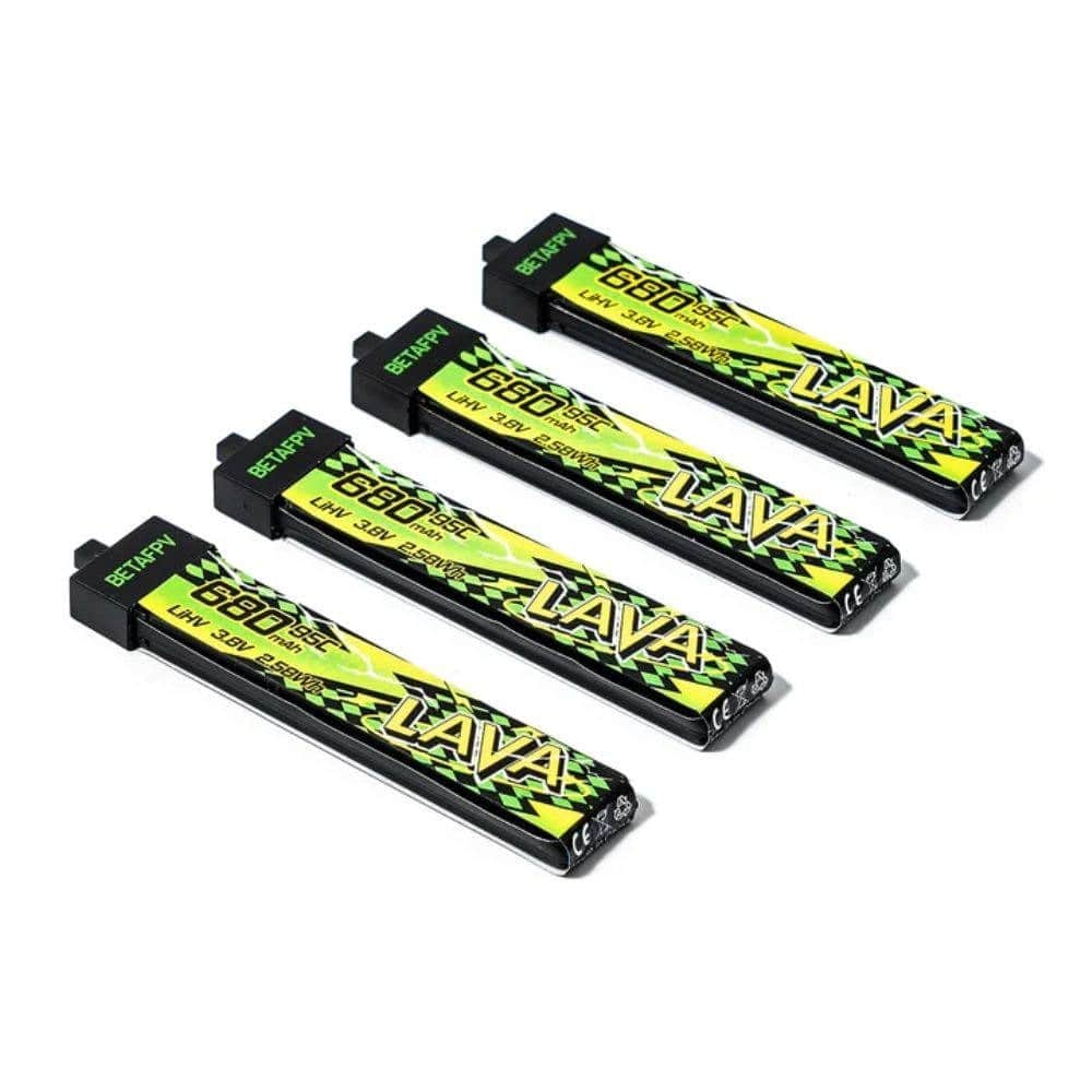 BETAFPV LAVA II 680mAh 1S 95C LiHV Battery Pack (4 Pcs) - BT2.0