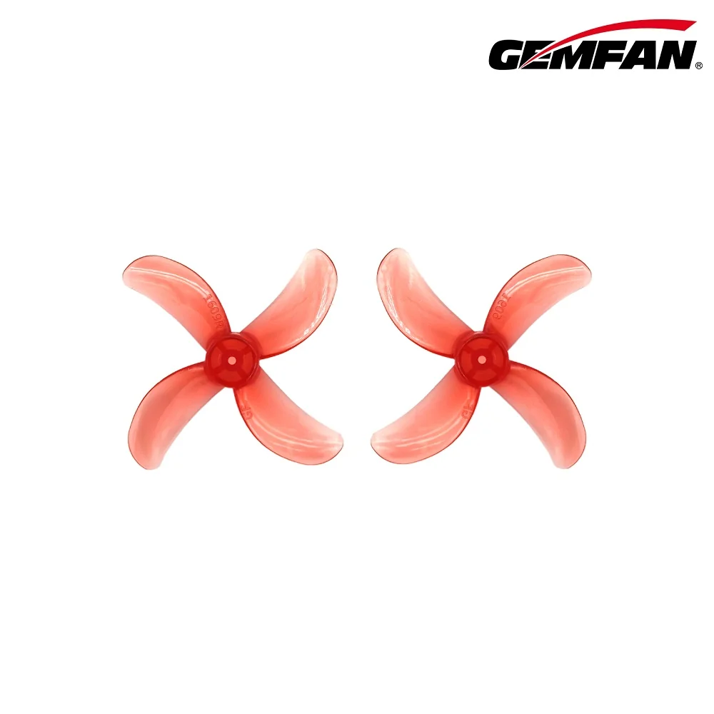 Gemfan 1609-4 40mm Quad-Blade 1.0mm Shaft Propellers - (4CW+4CCW) - Choose Color — Clear Red