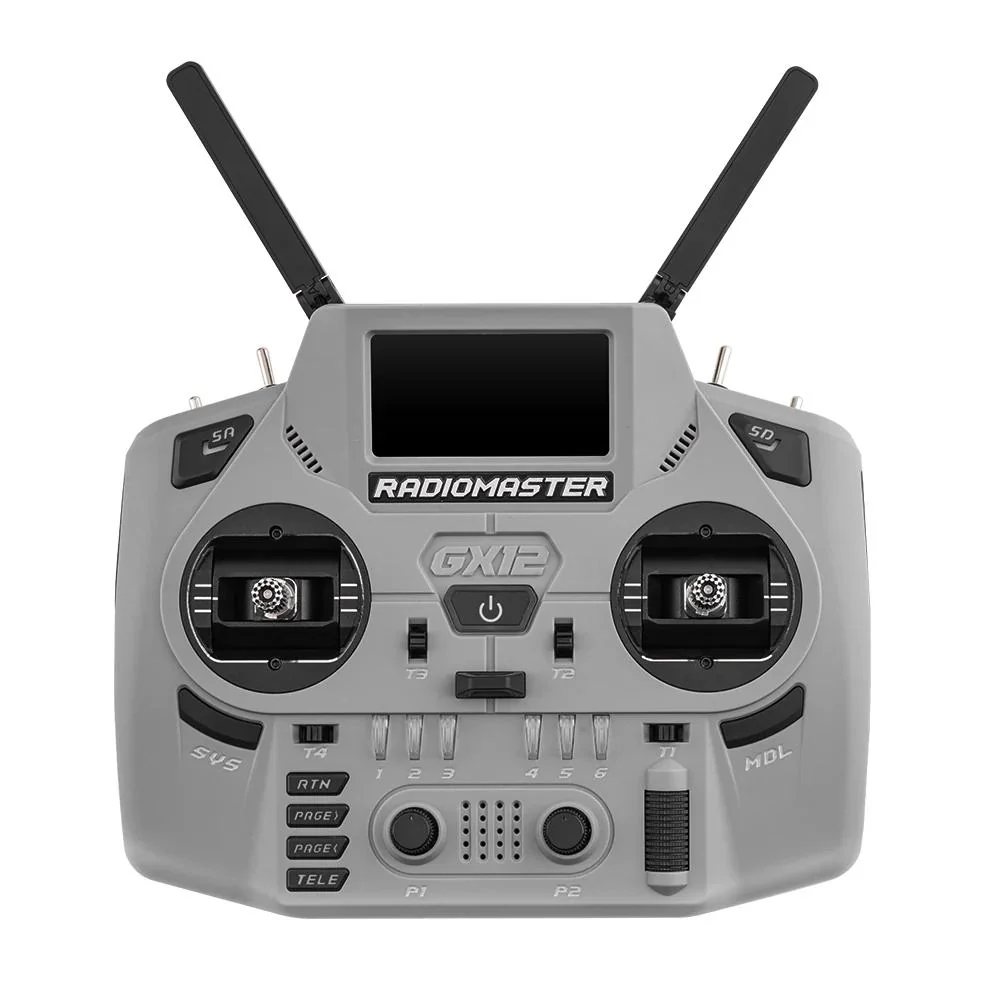RadioMaster GX12 Crush M2 ELRS 2.4GHz/900MHz OLED Display GX01 1000Hz Gimbals Radio Controller - Choose Color — Iron Grey