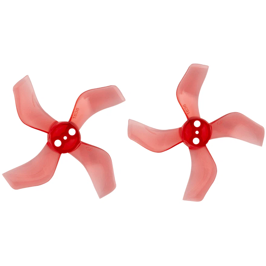 Gemfan 1636 Durable Quad-Blade 40mm Micro/Whoop Prop 8 Pack (1mm Shaft) - Choose Your Color — Clear Red