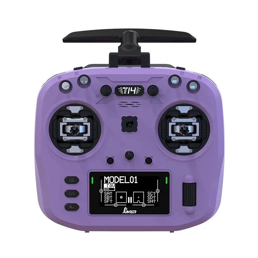 Jumper T14 Macarone ELRS 1W 2.4GHz VS-M HALL Sensor Gimbals 2.42" OLED Screen EdgeTX RC Transmitter - Choose Color — Purple
