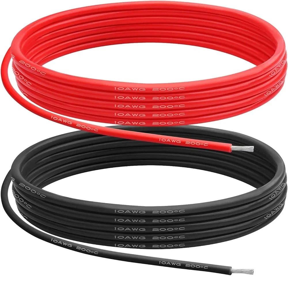 Silicone Wire (1M. Red, 1M. Black) - Choose Your Gauge — 10