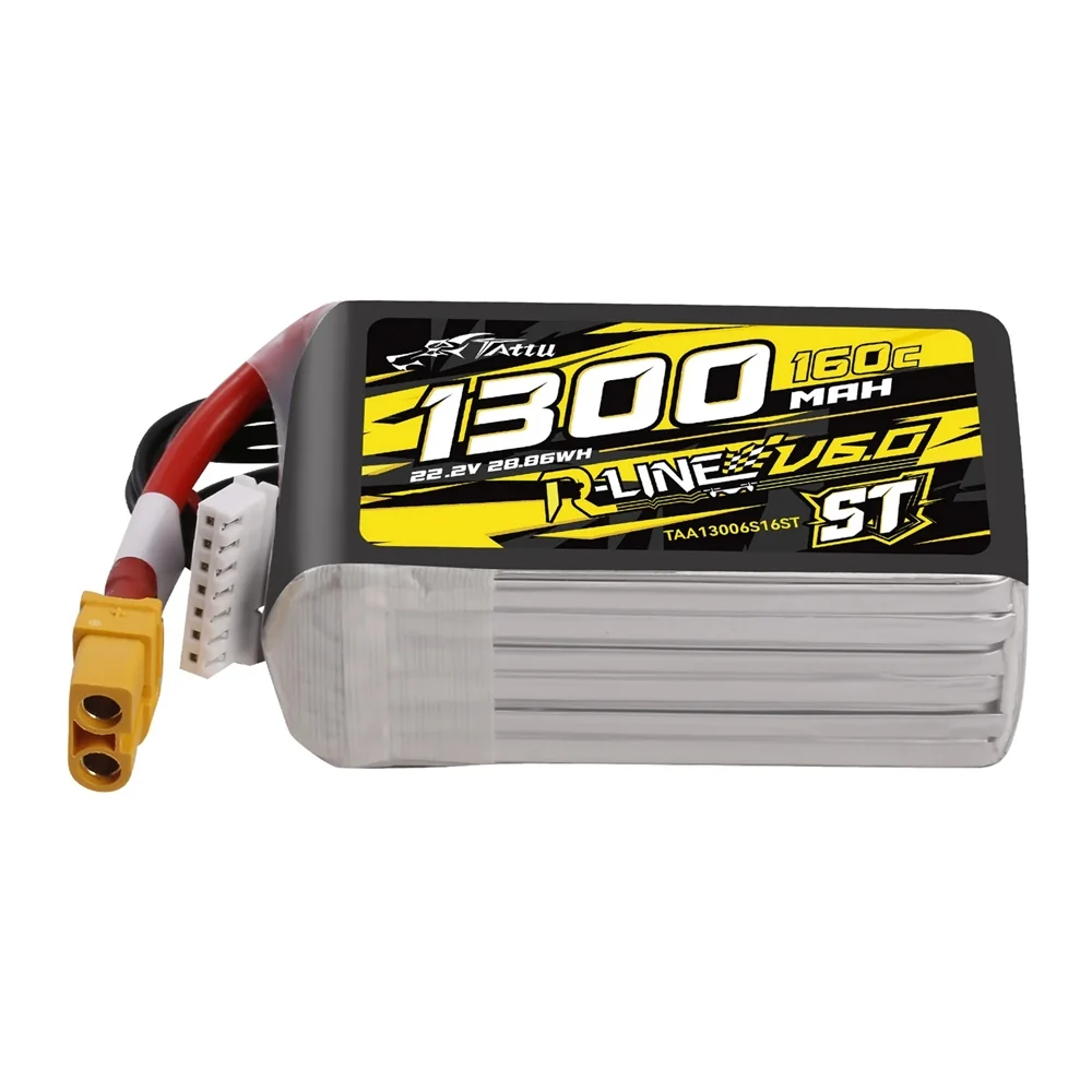 Tattu R-Line Version 6.0 1300mAh 22.2V 160C 6S1P Lipo Battery - XT60