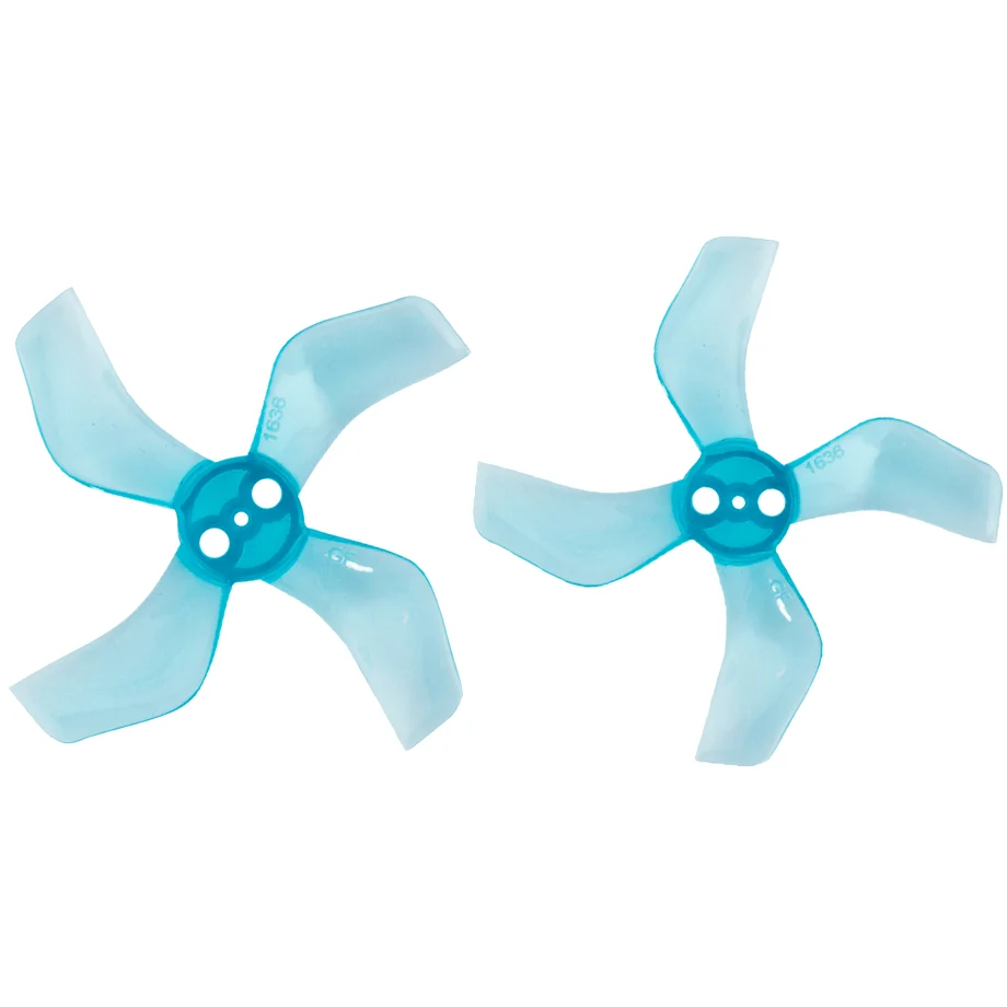 Gemfan 1636 Durable Quad-Blade 40mm Micro/Whoop Prop 8 Pack (1.5mm Shaft) - Choose Your Color — Clear Blue