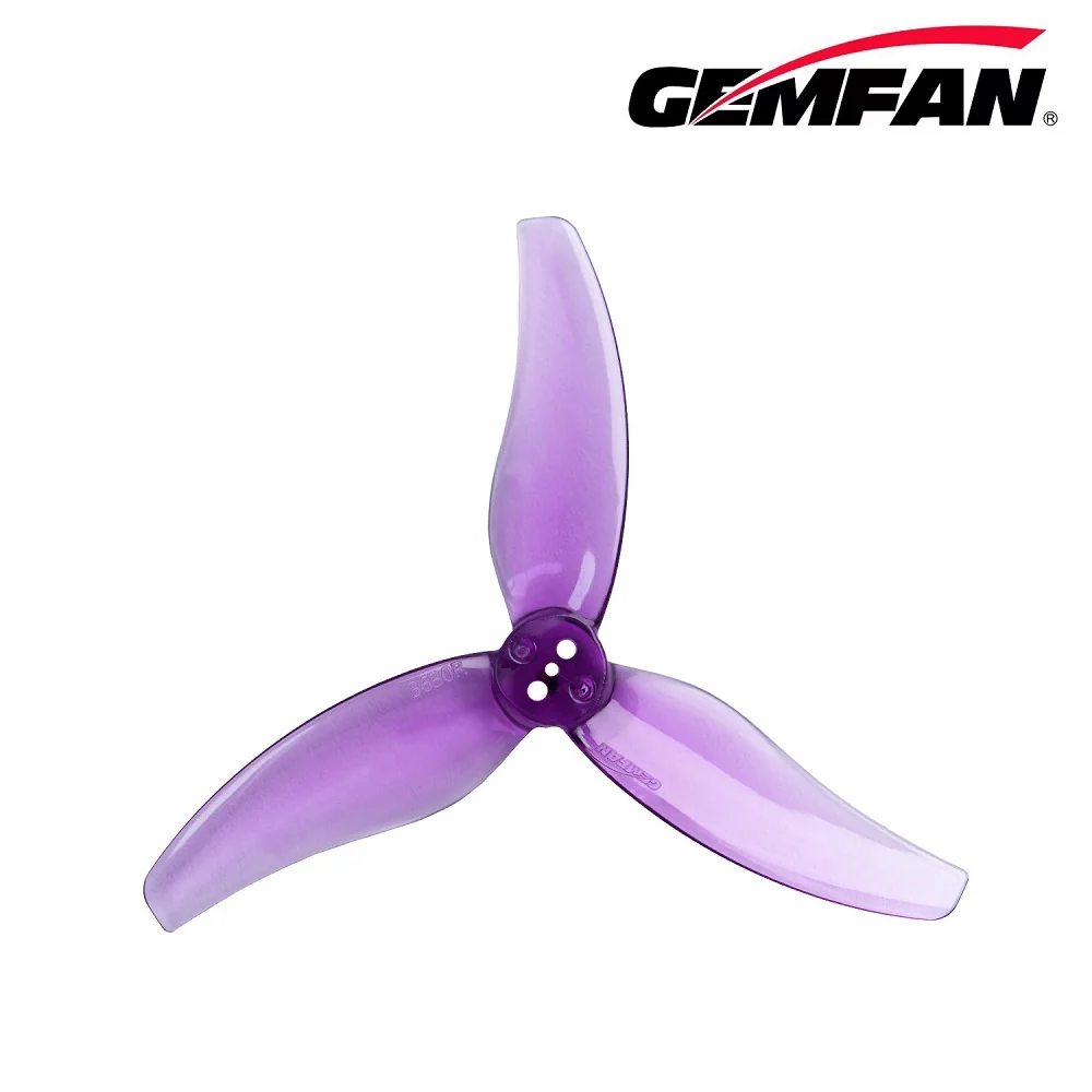 Gemfan Hurricane 3.5" 3630-3 PC Durable Tri-Blade Prop T-Mount 1.5mm (2CCW+2CW) - Choose Color — Purple