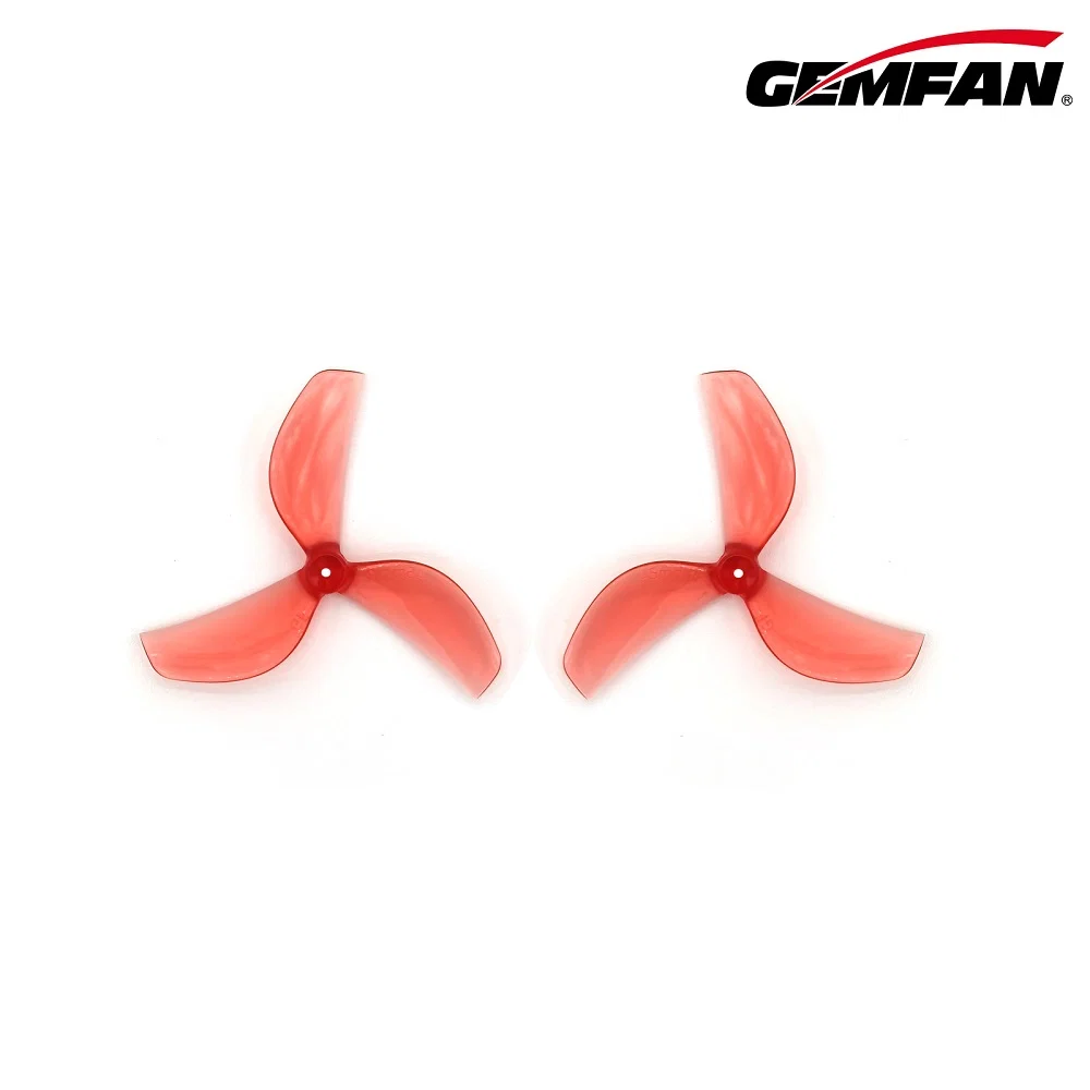 Gemfan 45mm-3 Tri-Blade 1mm Shaft Propellers - (4CW+4CCW) - Choose Color — Clear Red