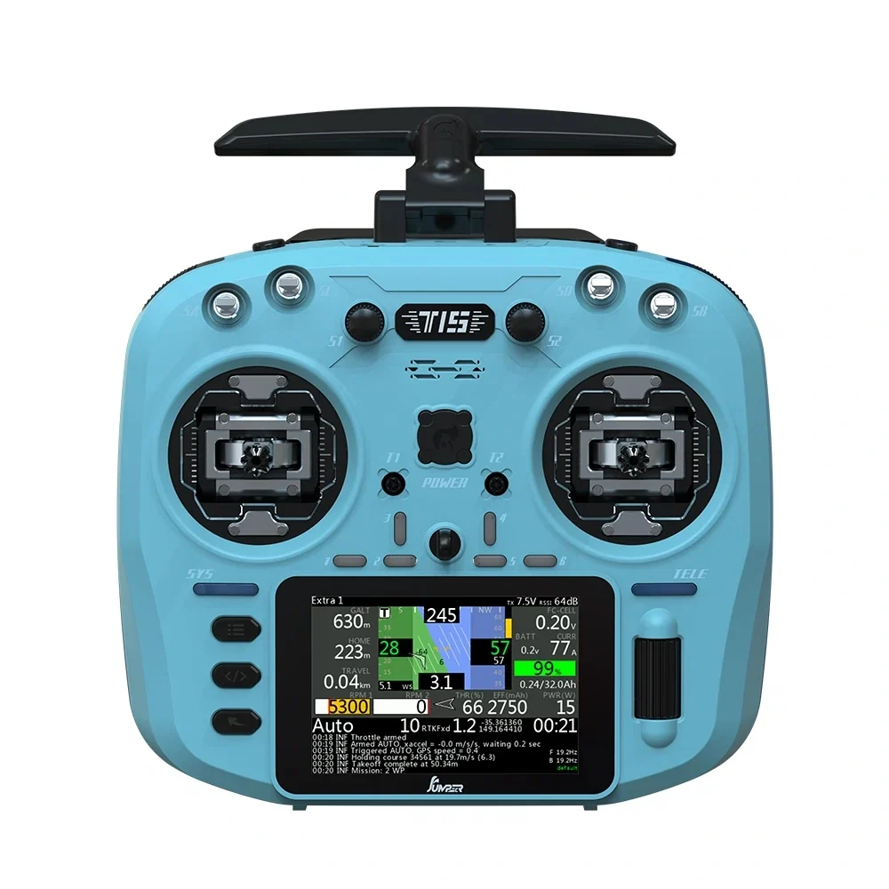Jumper T15 ELRS 1W 2.4GHz VS-M HALL Sensor Gimbals 3.5" HD Touch Color Screen EdgeTX RC Transmitter - Choose Color — Blue